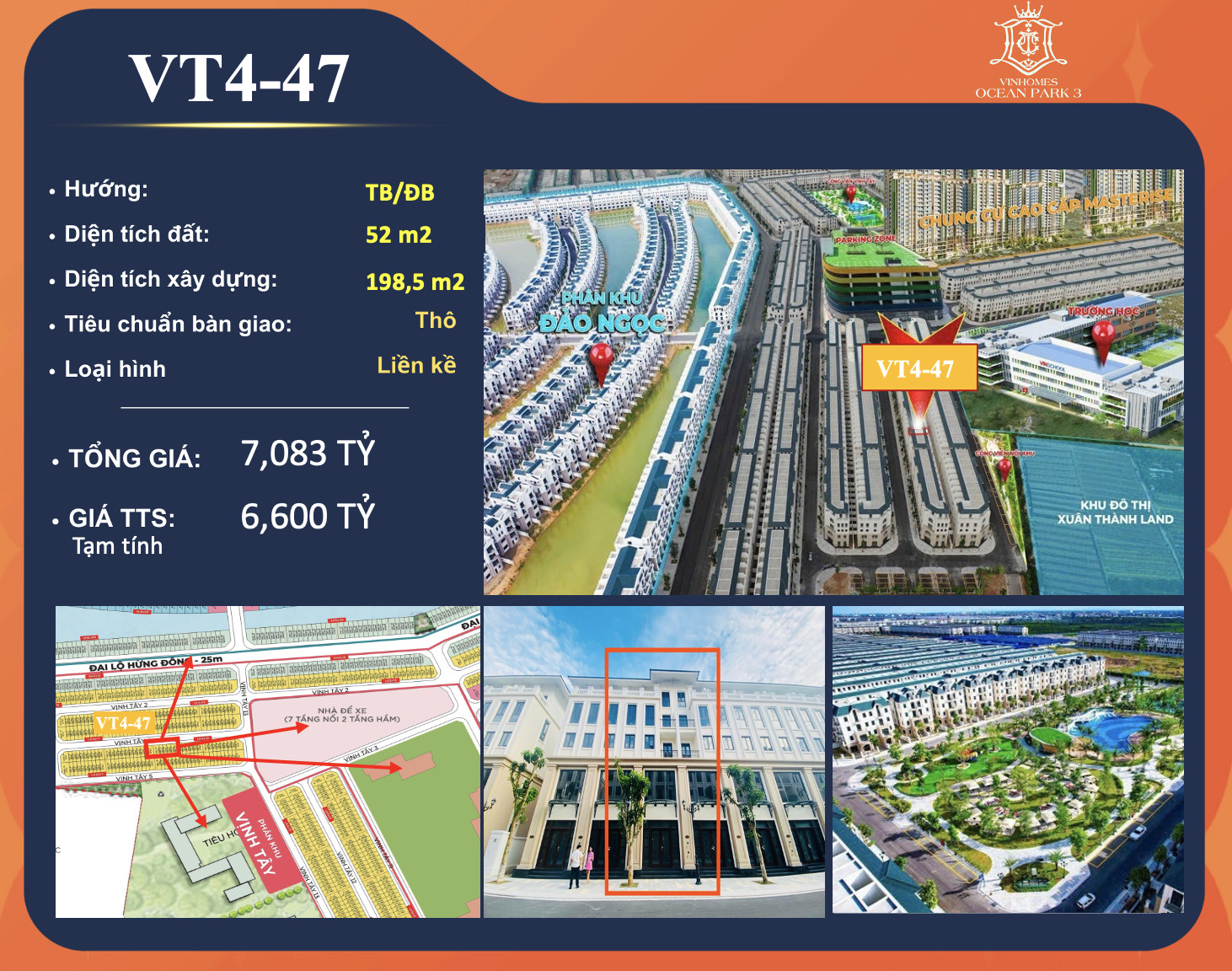 Bán Shophouse Vịnh Tây VT4-47 Vinhomes Ocean Park 3 The Crown