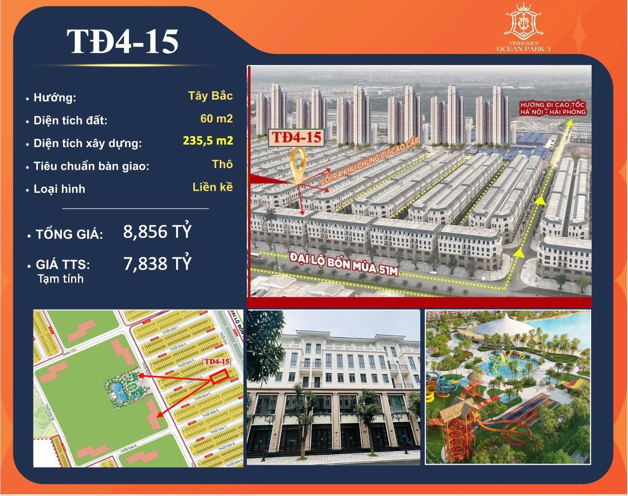 Shophouse Thời Đại TĐ4-15 Vinhomes Ocean Park 3 The Crown