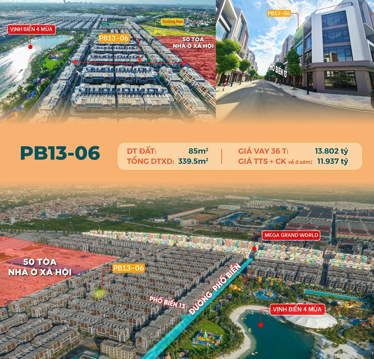 Bán shophouse phố biển PB13-06 Vinhomes Ocean Park 3 - The Crown Nghĩa Trụ, Văn Giang, Hưng Yên