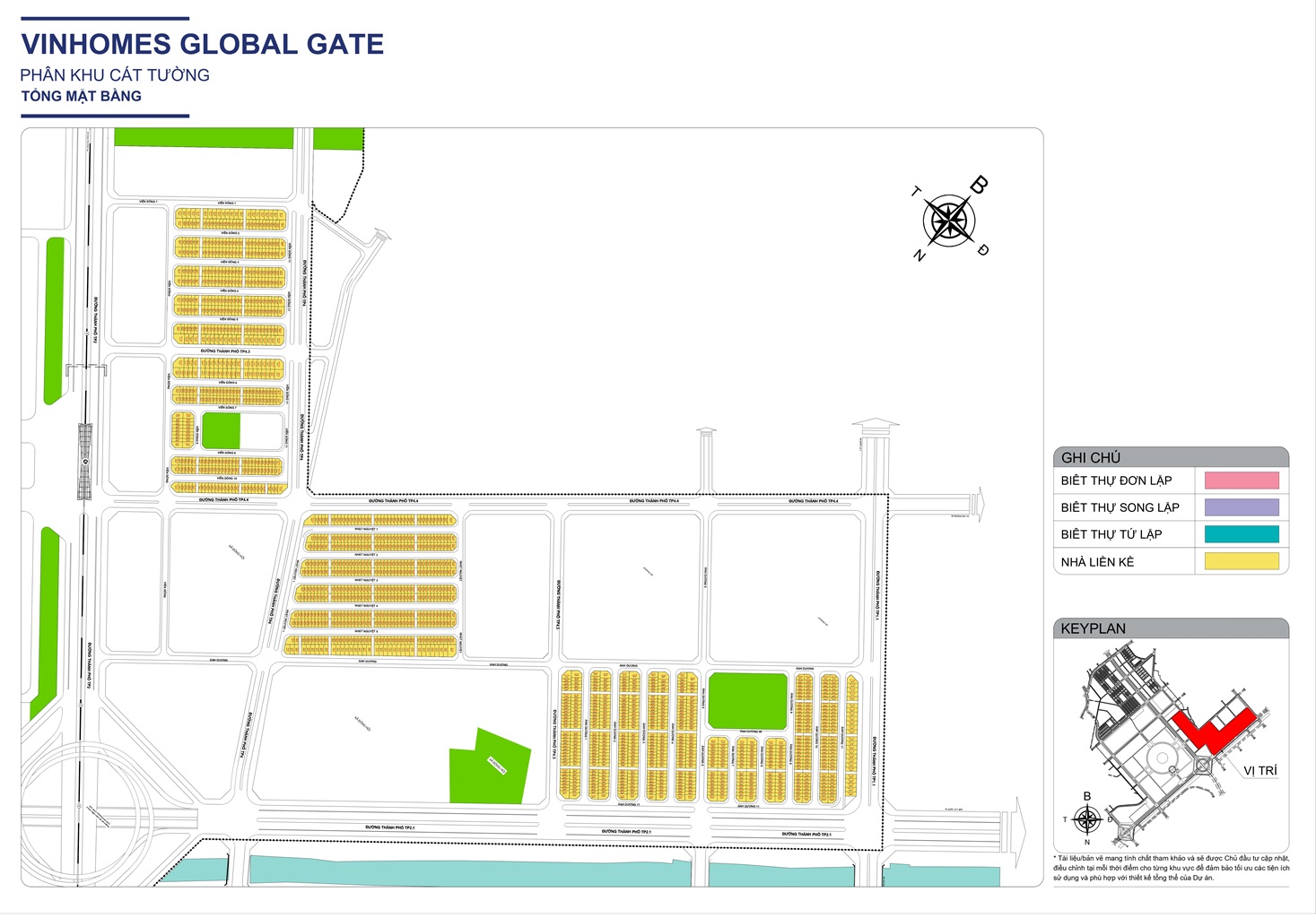 Mặt bằng Phân Khu CÁT TƯỜNG Khu đô thị Vinhomes Cổ Loa Global Gate Đông Anh