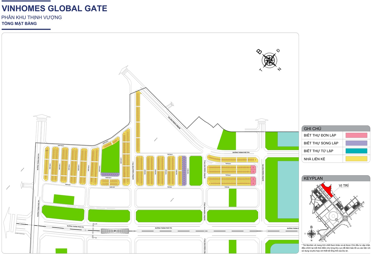 Mặt bằng Phân Khu THỊNH VƯỢNG Khu đô thị Vinhomes Cổ Loa Global Gate Đông Anh