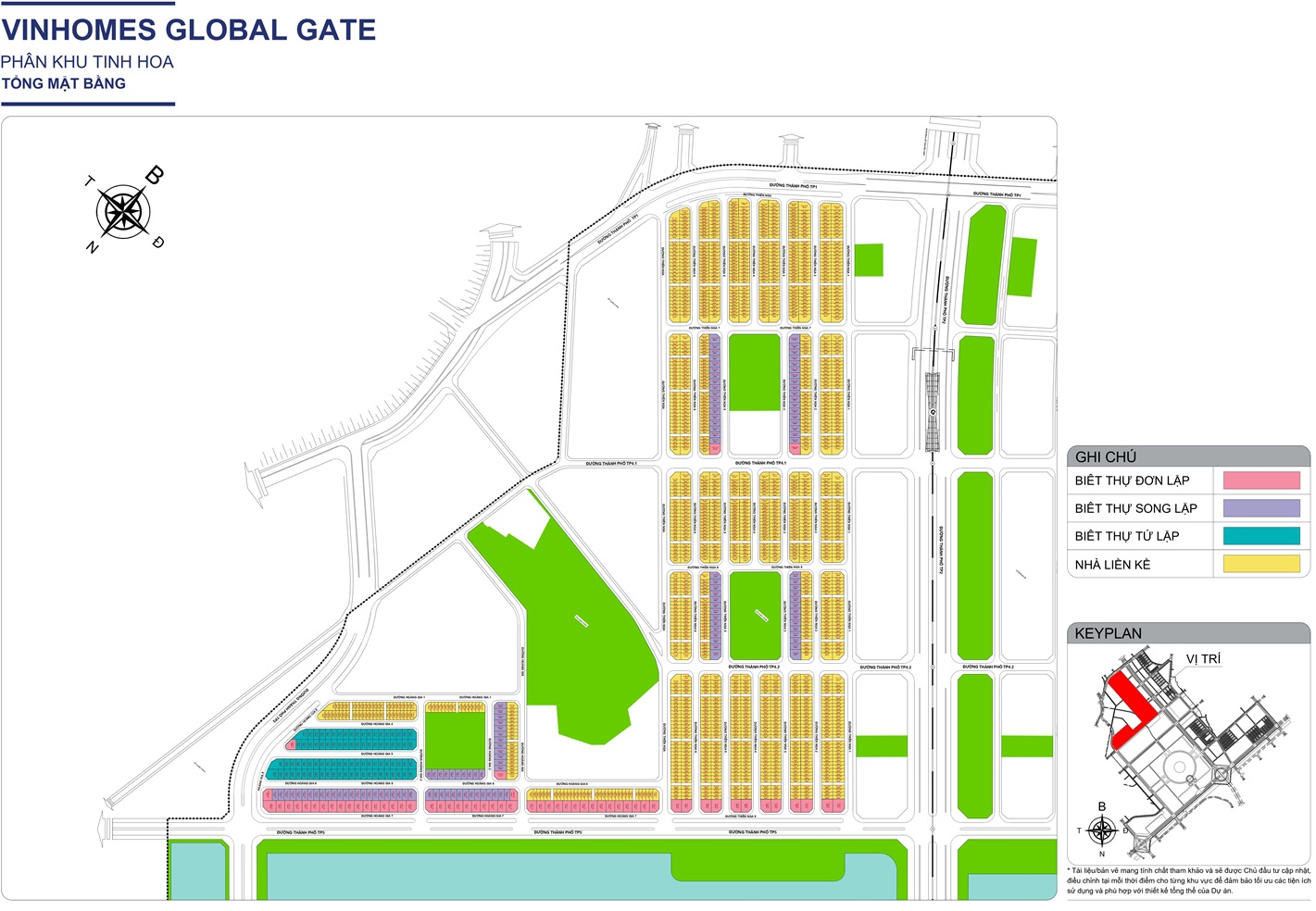 Mặt bằng Phân Khu Tinh Hoa Khu đô thị Vinhomes Cổ Loa Global Gate Đông Anh