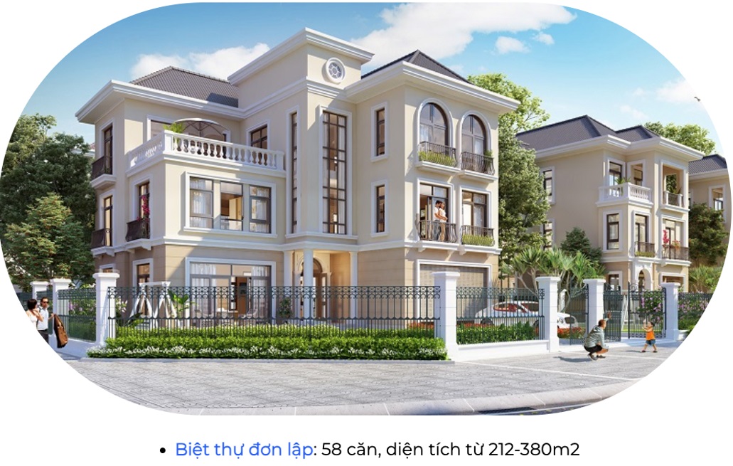 Mở bán Biệt thự đơn lập Vinhomes Cổ Loa Global Gate Đông Anh; Biệt thự đơn lập mặt hồ diện tích 212,5m2, Mặt tiền đất; 12,5m