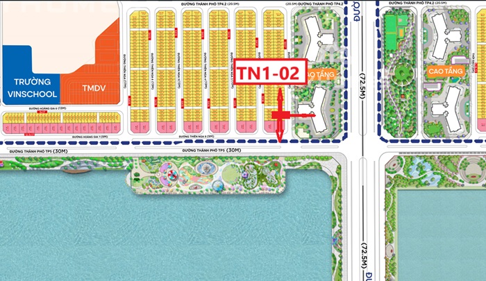 Bán liền kề Thiên Nga TN1 căn 02 diện tích 85m2 Hướng Đông Bắc Mặt chung cư Phân Khu Tinh Hoa Global Gate Cổ Loa Đông Anh. Giá bán 33.3 tỷ/căn