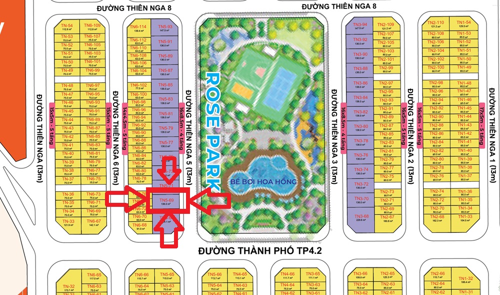 Bán biệt thự song lập TN5-69 DT; 136m2 mặt công viên Rose Park Vinhomes Global Gate Cổ Loa