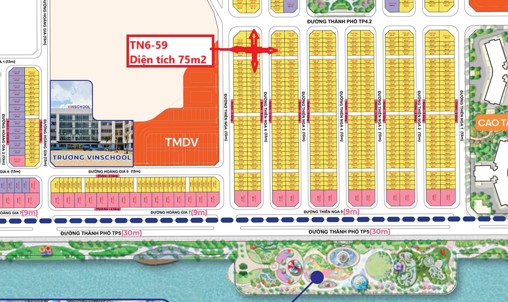 Bán liền kề Thiên Nga 6 căn 59 diện tích 75m2 Hướng Đông Bắc giá bán Giá bán: 22.736 tỷ chiết khấu 10% và hỗ trợ 18 tháng 0%Ls Vinhomes Global Gate Cổ Loa