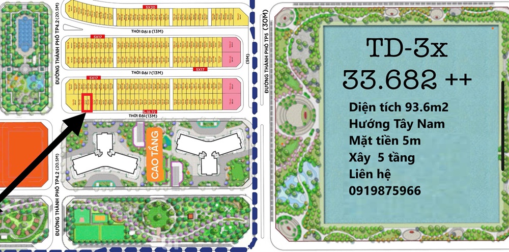 Bán liền kề Thời Đại 93.5m2 mặt chung cư phân khu Thịnh Vượng Vinhomes Global Gate Cổ Loa