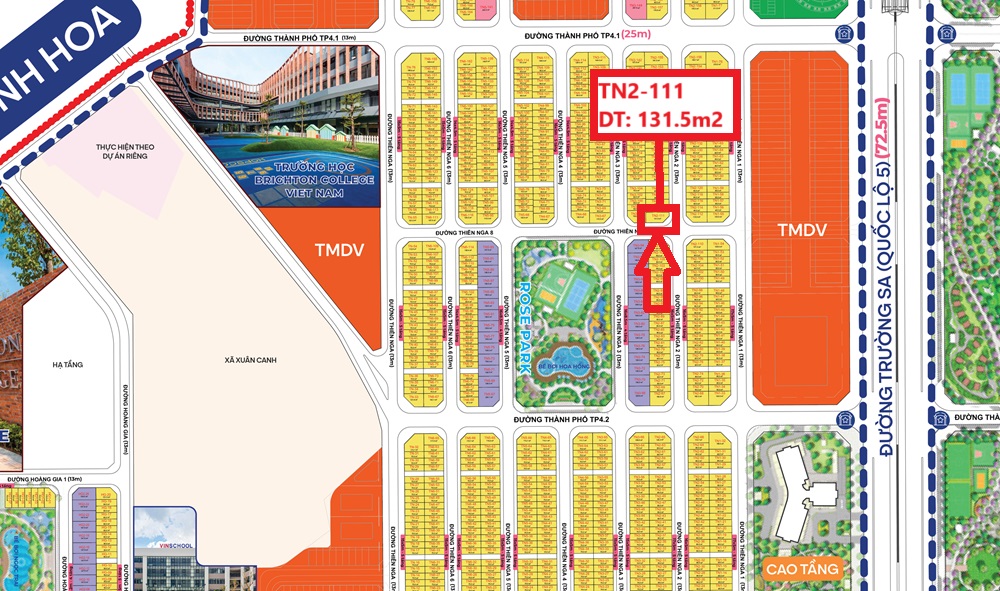 Bán lô góc liền kề Thiên Nga 2 căn 111, DT; 131.5m2 Vinhomes Global Gate Cổ Loa