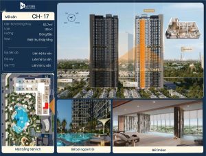 Căn hộ 1 phòng ngủ +1 số 17 diện tích 57.5m2 The Sunset S2 Masteri Grand Avenue Vinhomes Global Gate Cổ Loa