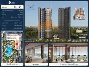 Căn hộ 1 phòng ngủ + số 21 diện tích 45.7m2 The Sunset S2 Masteri Grand Avenue Vinhomes Global Gate Cổ Loa