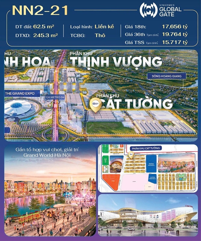 Cặp nhà phố Nhật Nguyệt 2 căn 20 và 21 giá tốt nhất thị trường Vinhomes Global Gate Cổ Loa