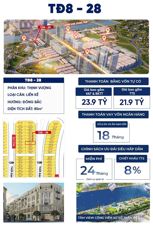 Bán shophouse Thời Đại 8 căn 28 diện tích 85m2 Vinhomes Global Gate Cổ Loa