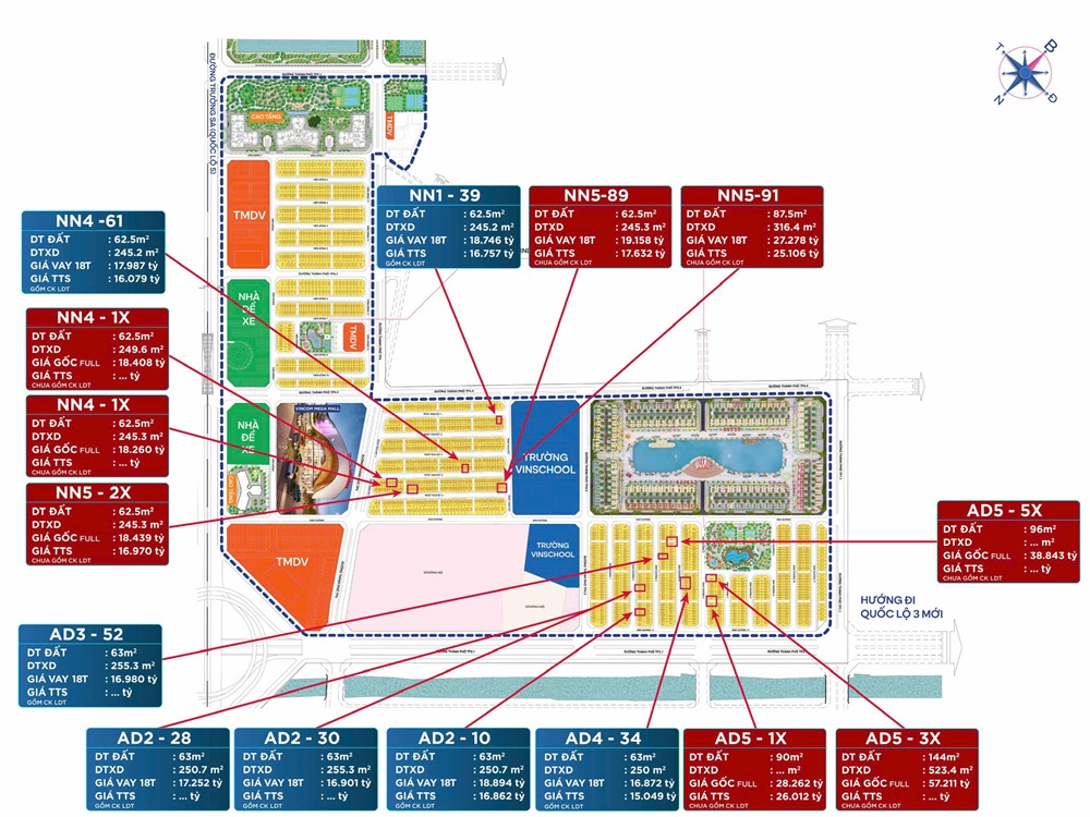 Giá bán liền kề Nhật Nguyệt, Liền kề Ánh Dương Vinhomes Global Gate