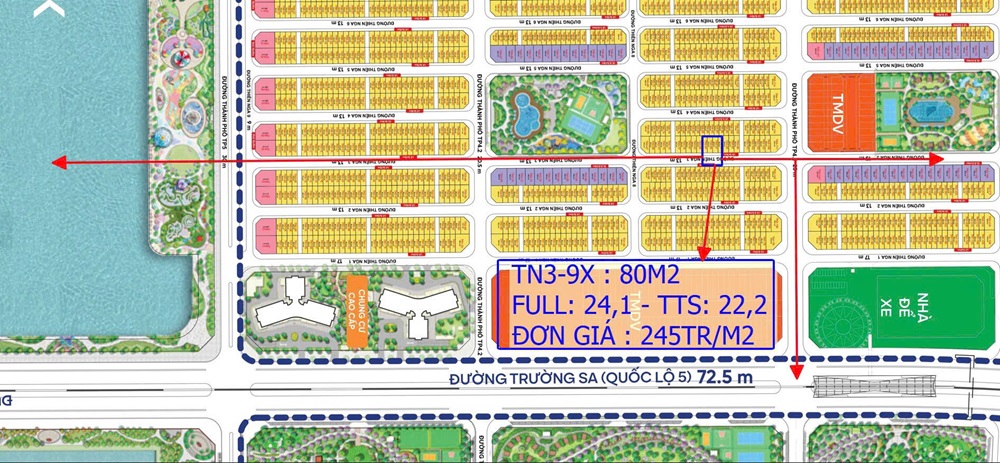 Giá bán liền kề Thiên Nga 3 Vinhomes Global Gate Cổ Loa Đông Anh diện tích 80m2, DTXD: 320m2 Giá TTS: 22,2 tỷ 