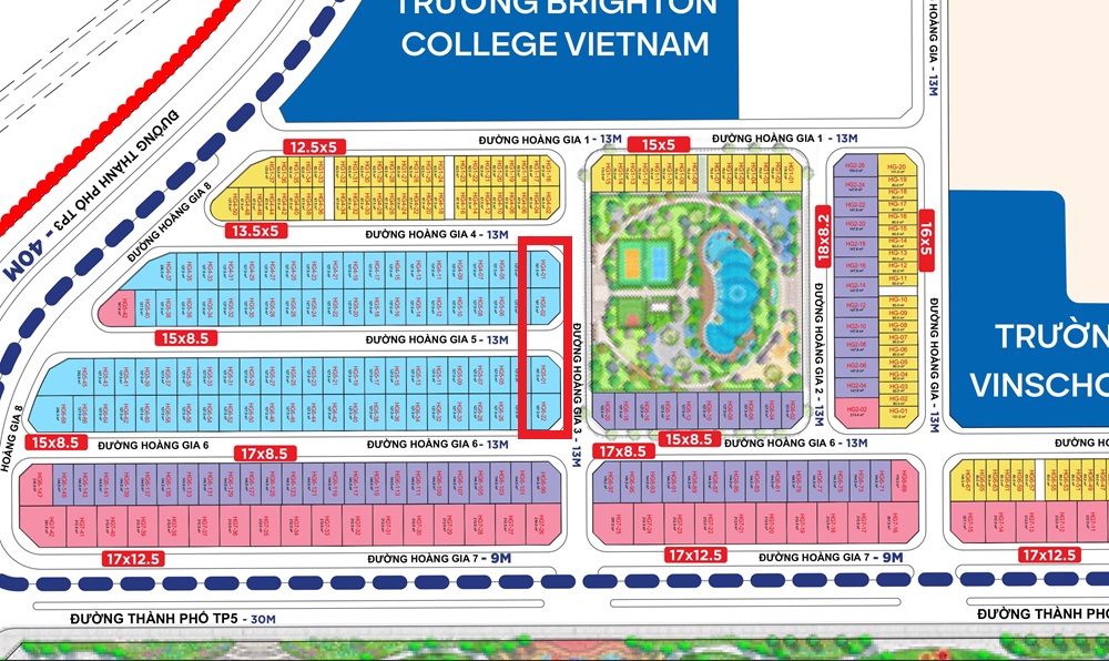 Lô góc biệt thự Tứ Lập Hoàng Gia 4 và Hoàng Gia 5, Hoàng Gia 6 , DT; 167.5m2 mặt công viên và vườn Hoa Vinhomes Global Gate Cổ Loa