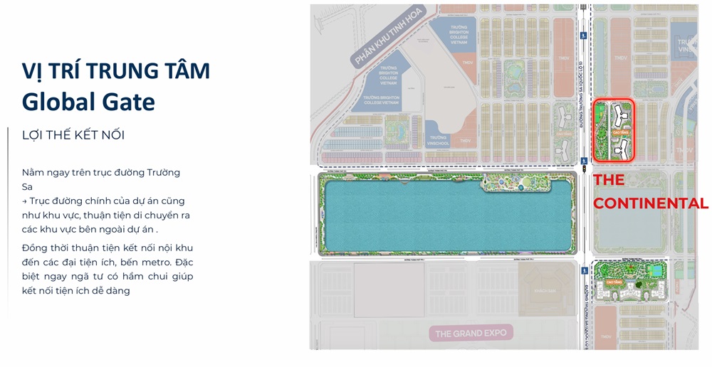 Vị trí The Continental Imperia Signature Vinhomes Global Gate Cổ Loa