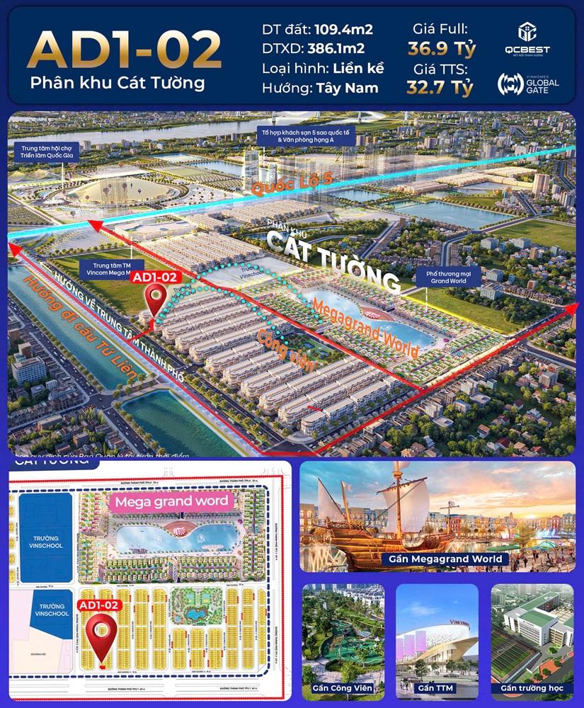 Lô góc Ánh Dương 1 căn 02 Vinhomes Global Gate Cổ LOa