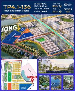 Bán liền kề TP4.1-136 DT 80m2 Vinhomes Đông Anh Global Gate