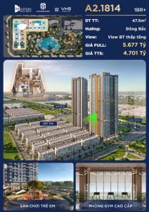  Căn hộ 1BR+ A2.1814 diện tích 47,5m² Masteri Grand Avenue Vinhomes Global Gate