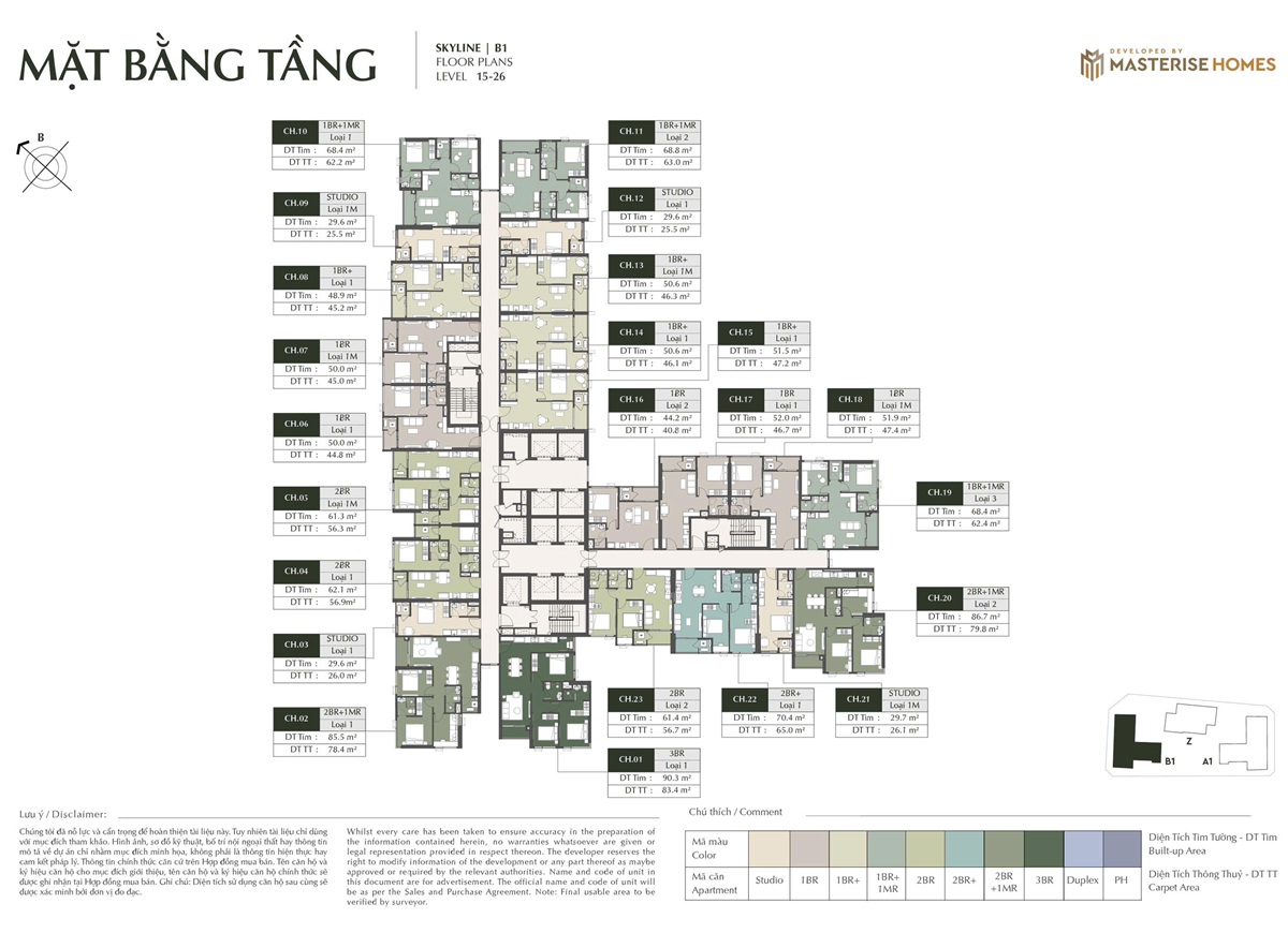Mặt bằng Tòa Skyline Tower - Lumière Prime Hills Vinhomes Global Gate