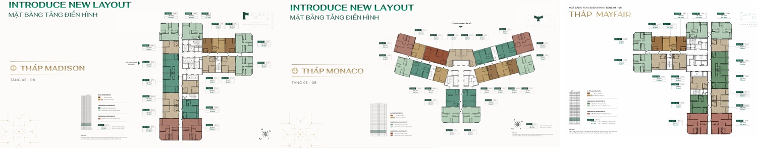 Mặt bằng Tòa Tháp Monaco (M2), Tòa Mandison M3, Tòa Mayfair M1 The Cosmopolitan Vinhomes Global Gate