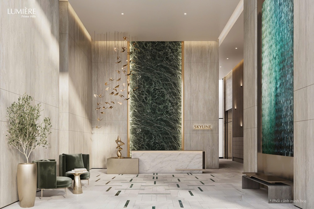 Sảnh chờ Tòa Lumière Prime Hills Vinhomes Global Gate Cổ Loa