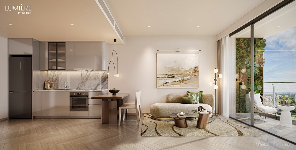 1BR_Living Dining Kitchen_LUMIÈRE Prime Hills