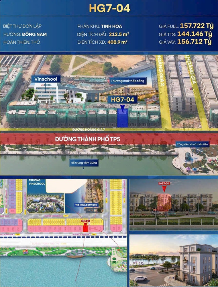 Bán biệt thự đơn lập Hoàng Gia 7 căn 04 Vinhomes Global Gate Cổ Loa