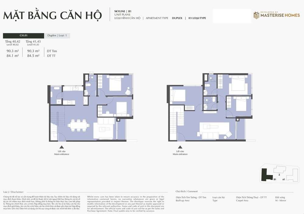 Layout căn 01 DT 186.5m2 chung cư skyline B1 Lumiere Prime Hills tại Vinhomes Global Gate Cổ Loa