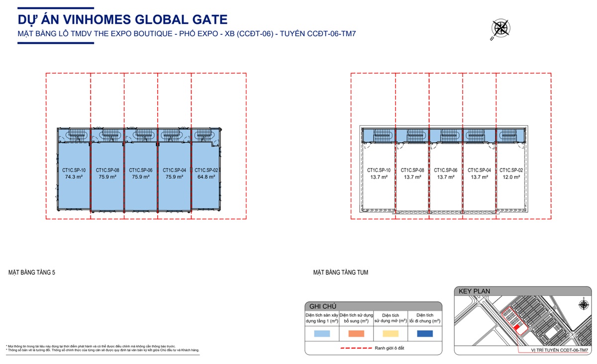 Layout thiết kế dãy CT1C.SP khu phố Expo Vinhomes Global Gate