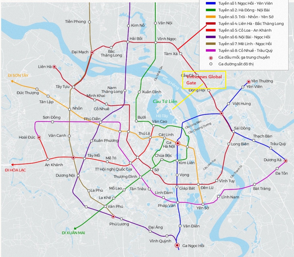 Tuyến Metro số 4 đi qua Vinhomes Cổ Loa , Vinhomes Global Gate Cổ Loa (Đông Anh, Hà Nội)