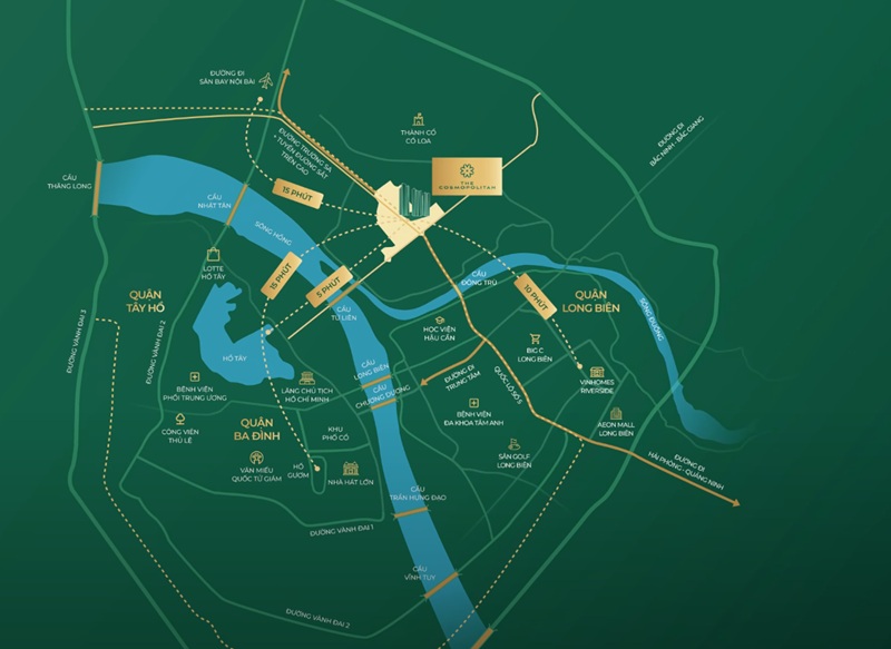 Dự án chung cư MIK Đông Anh (The Continental, tòa Y4, Y5, phân khu Cát Tường, The Cosmopolitan; M1 Mayfair, M2 Monaco, M3 Mandison.) nằm cạnh The Grand Expo