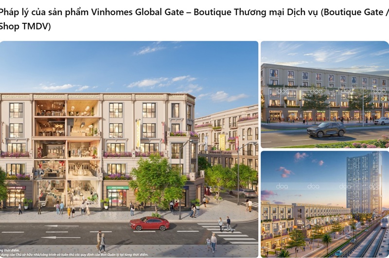 Pháp lý của sản phẩm Vinhomes Global Gate – Boutique Thương mại Dịch vụ (Boutique Gate , Shop TMDV)