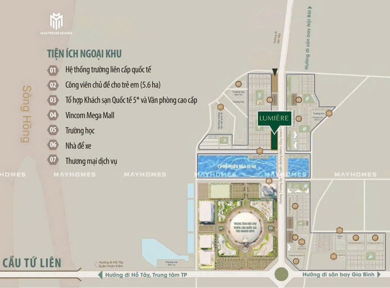 Vị trí Lumière Series Cổ Loa – dòng căn hộ hạng sang của Masterise tại Vinhomes Global Gate Cổ Loa Đông  Anh