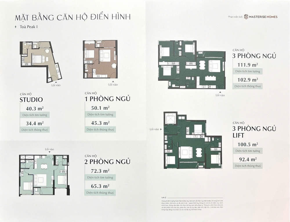 Layout căn hộ LUMIÈRE Essence Peak căn hộ Masterise Vinhomes Global Gate