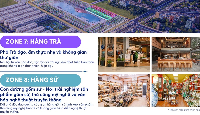 Phố hàng Trà Hàng Sứ Vincom Bazaar TTTM Vinhomes Global Gate Cổ Loa Đông Anh.