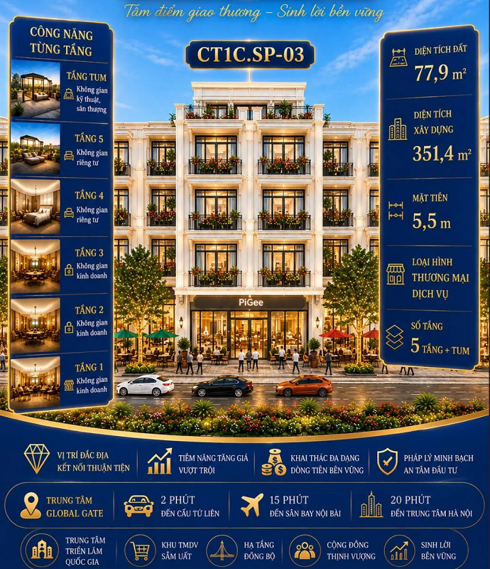 So sánh Shop TMDV với Shop chân đế tại Vinhomes Cổ Loa Global Gate Đông Anh