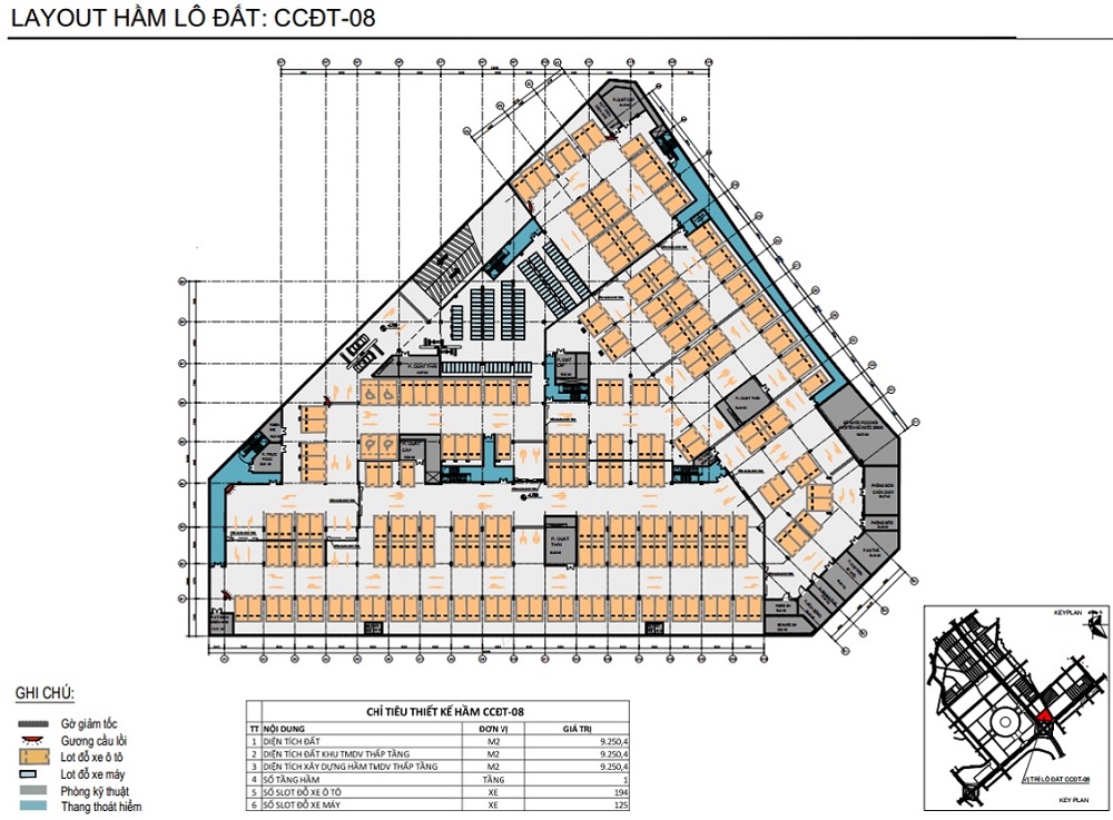 layout hầm Center Avenue Vinhomes Global Gate Cổ Loa